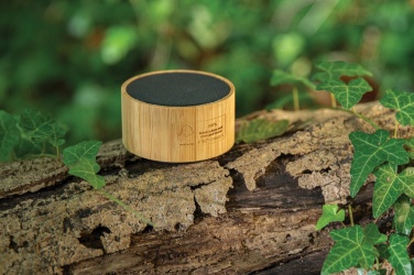 Logo trade promotional gifts image of: RCS recycled plastic and bamboo 3W wireless speaker